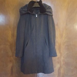 Zara Basic grey hooded coat l
